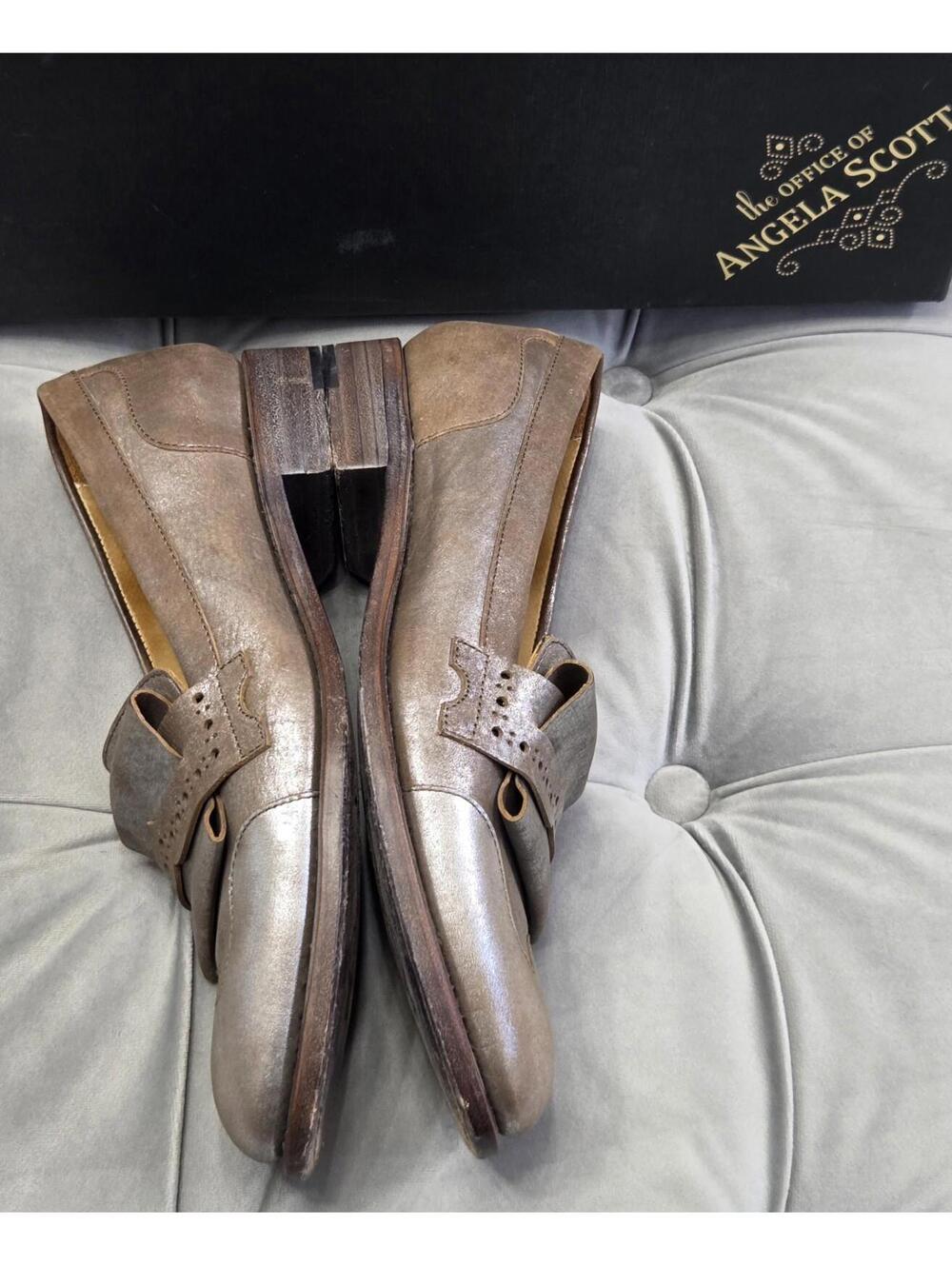 The Office Of Angela Scott Mr Dickey Metallic Brown Loafer Womens Shoes 37.5 7.5 - Picture 10 of 16